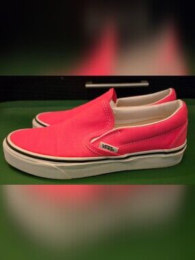 Vans Slip-On Sneakers in Bright Pink and White Size 3.5/Women's 5